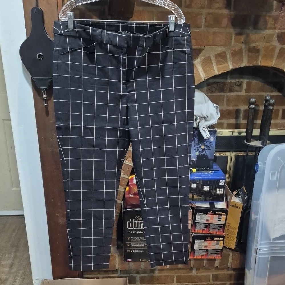 New Directions Black and White Grid Chinos